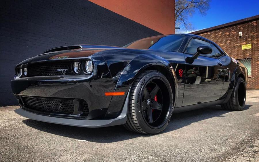 Dodge Challenger SRT Hellcat Black on Forgiato Wheels (FV1) '2019